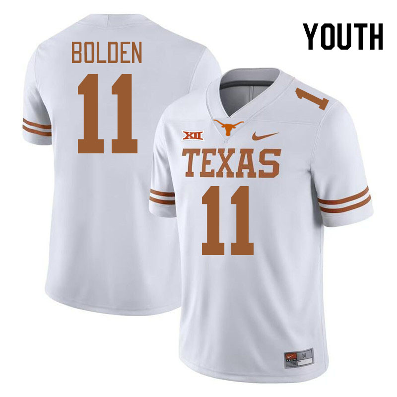 Youth #11 Silas Bolden Texas Longhorns College Football Jerseys Stitched-White